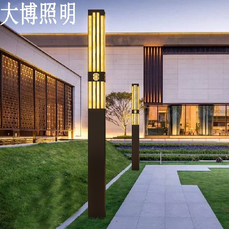 厂家直供新中式方形景观灯LED庭院灯拉丝电镀不锈钢景观灯柱防水