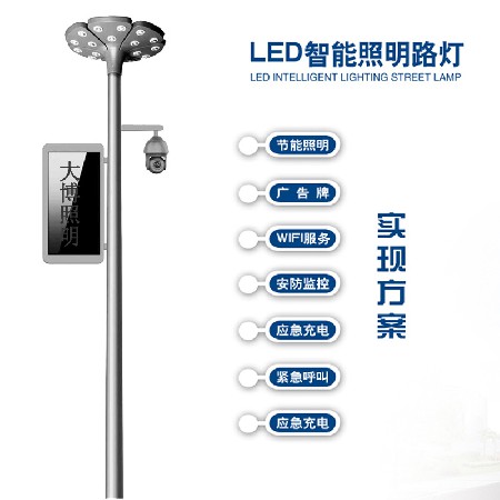 2025新款智能庭院灯LED投影仪充电桩广告屏环境监控WIFI智慧路灯